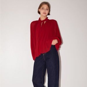 Zara pleated red blouse